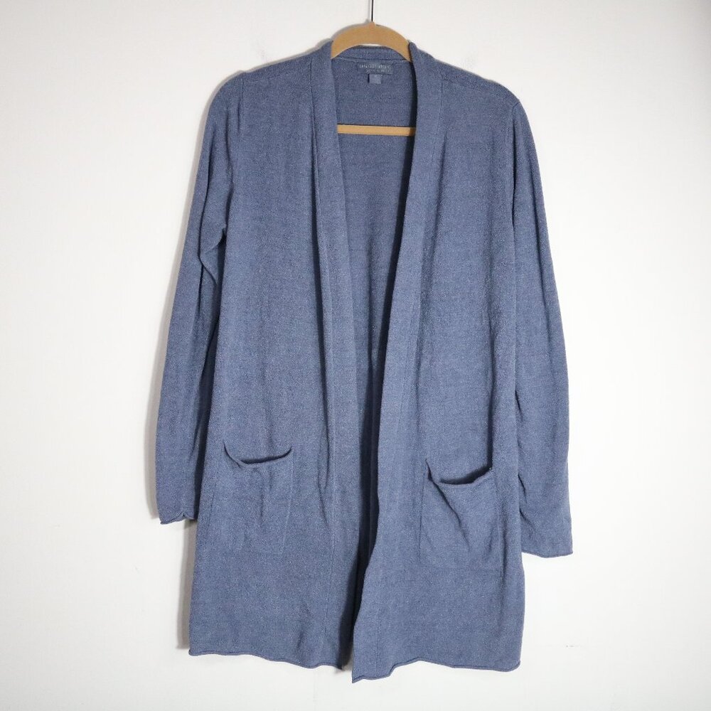 Barefoot Dreams Cozychic Ultralite Santa Monica Open Cardigan Medium Blue Long